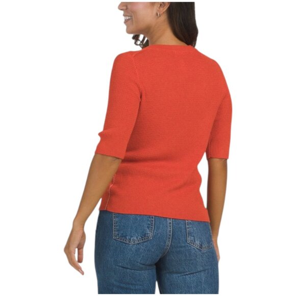 LILLA P Elbow Sleeve Split Neck Sweater - Picture 3 of 3